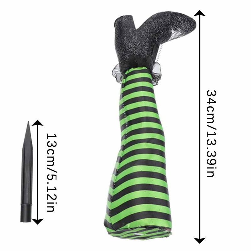 1 Pair Halloween Decoration Evil Witch Leg Decoration Inverted Evil Witch Feet Boots Stakes Courtyard Lawn Outdoor Garden Props