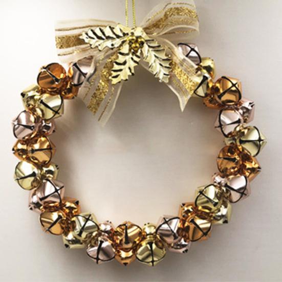 Bell Wreath Christmas Beaded Bell Wreath with Bow Small Jingle Bell Garland Ornament for Christmas Home Tree Decor