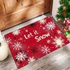 Flannel Thickness 0.47inch Snowflake Christmas Red Door Mat, Snowflake Absorbent Non-Slip Area Mat, Comfortable Floor Mats, Mach