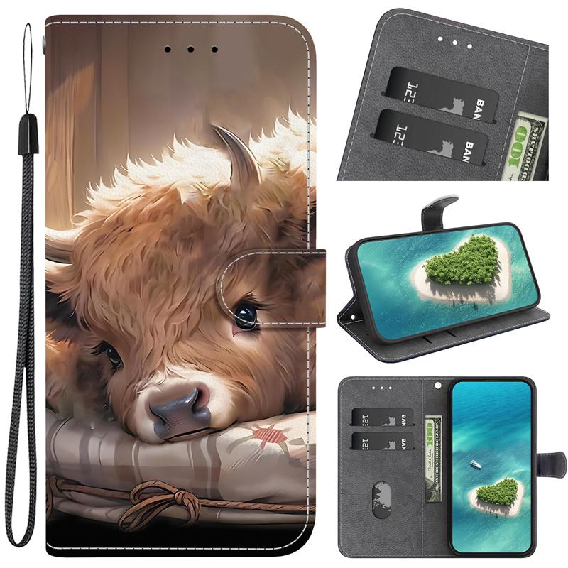 Note15/Note14Pro+ Cat Bear Case for Redmi 15C 14C 13C A5 A3 Note 15 14 13 Pro Plus 5G 4G Case Wallet Flip Stand Back Cover Strap