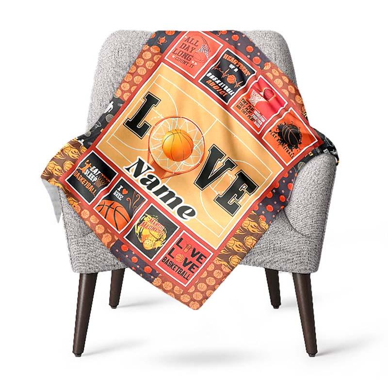 Basketball Court Customize Your Name Outdoor Blanket Used For Chair Office Sofa Bed Camping Soft And Warm Giving Friends And Relatives Birthday