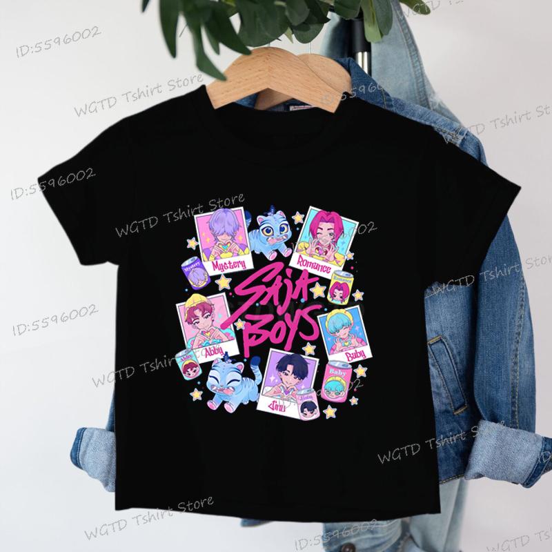 Baby Girls Boys Clothing KPop Demon Hunters Saja Boys T-shirt Tops Cartoon Cute Kids Clothes Harajuku Cotton Baby Girls T Shirt