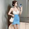 Summer Chic Off-Shoulder V-Neck Criss-Cross Bodycon Mini Dress