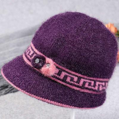 Hat Women's Winter New Grandma Top Hat Fleece Warm Knitted Hat Thickened Old Lady Wool Basin Hat