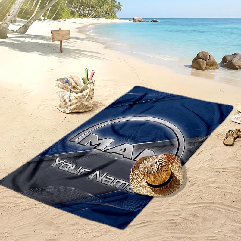 Toalla de Playa Personalizada MAN Truck, Estampa tu Nombre Texto Toalla Ligera Absorbente para Natación Viajes