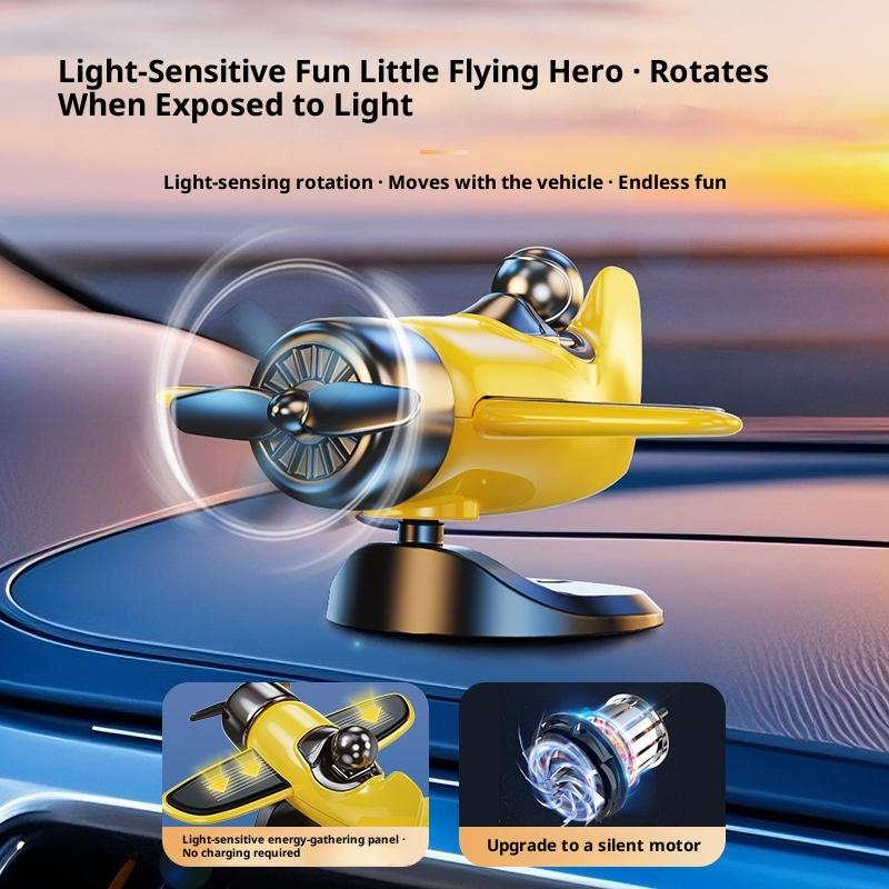 1 Stück Solarbetriebenes rotierendes Flugzeug Auto Armaturenbrett Ornament 360° Auto Spin Dekoration Flugzeug Ornamente Auto Innenraum Dekoration