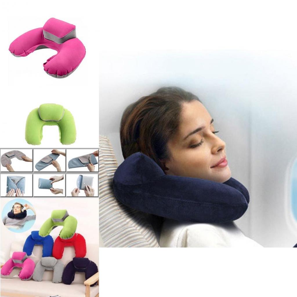 Luxurious Inflatable Travel Pillow Set With Eye Mask And Earplugs For Airplane Comfort