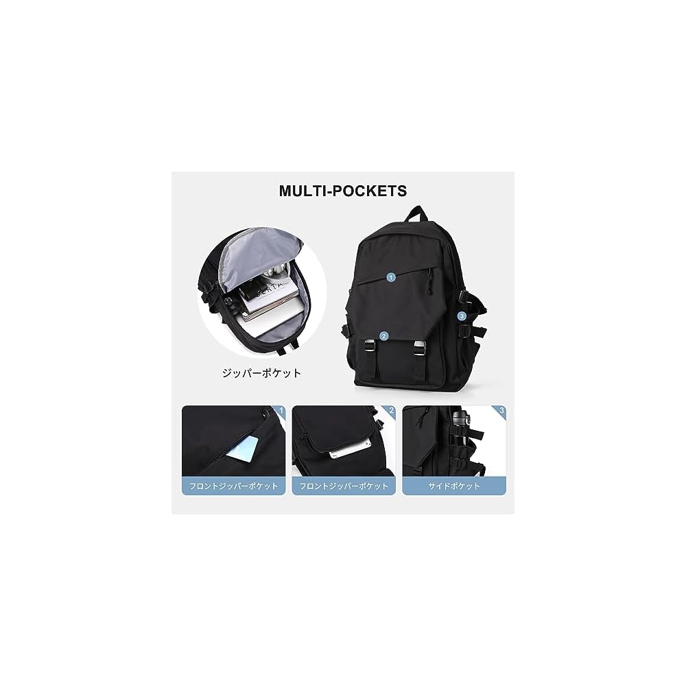 SEAFEW Women's Backpack, Large Capacity, Town Backpack, Business Backpack, Black, Black Canvas,