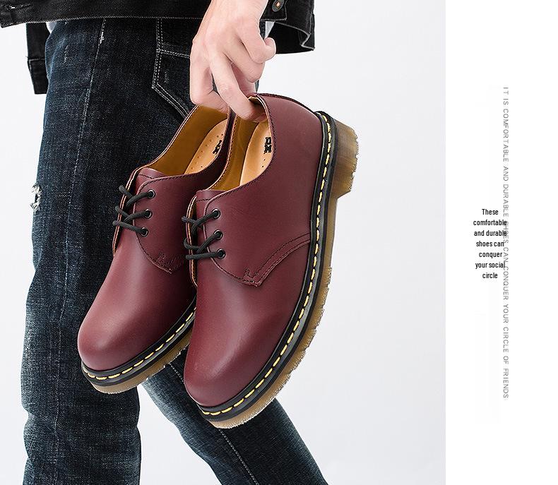 Plus Size 1461 Low-Top Martin Boots: Comfortable Leather Casual Flat-Bottom Work Shoes, British Style.