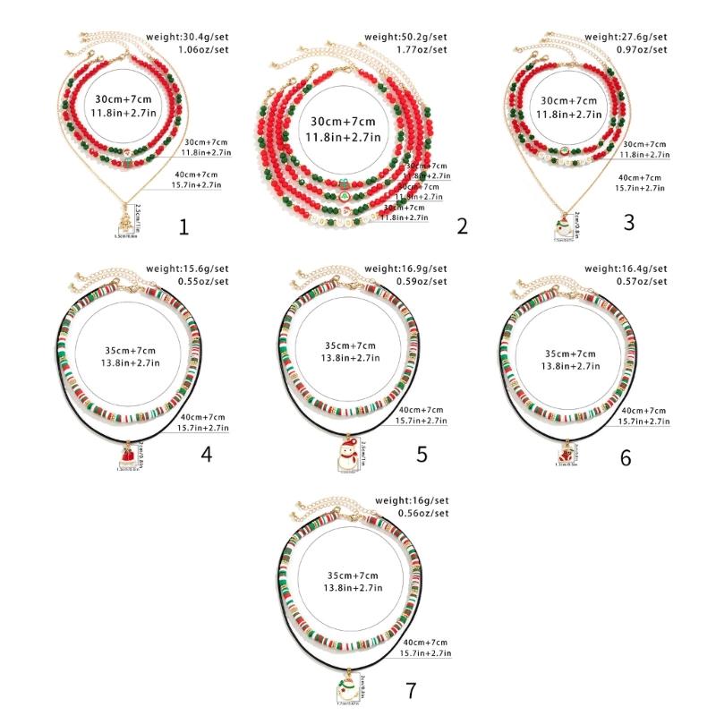 Christmas Beaded Necklace Trendy Pendant Clavicle Chain Trendy Neck Jewelry Gift for Holiday Party Occasion & Daily Wear