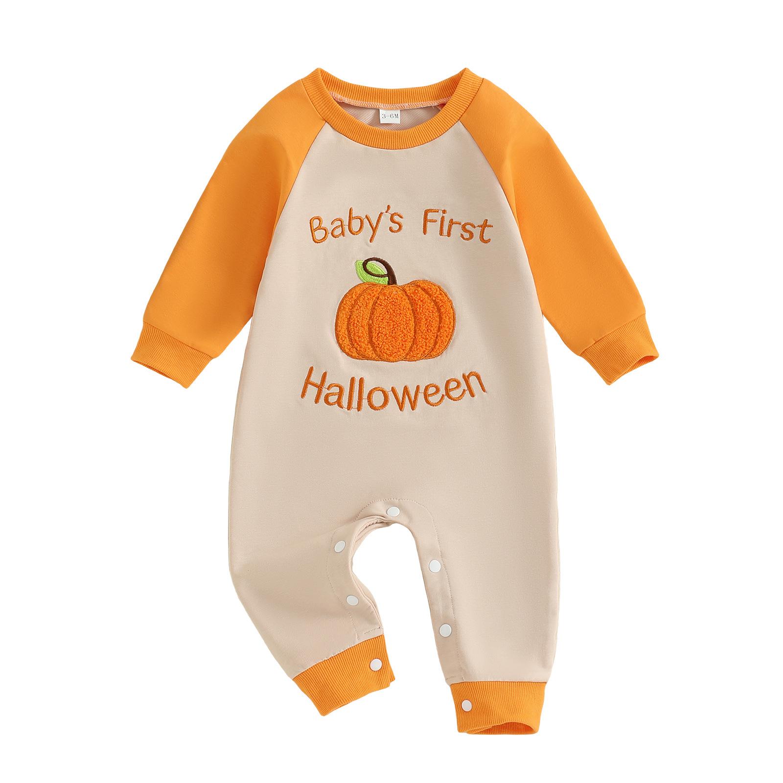 

Baby Boy Pumpkin Embroidery Halloween Romper - Super Cute & Perfect for Outdoors 6-12 Months (80 cm) помаранчевий