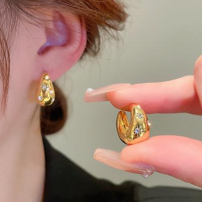 Frosty Style High-quality Photosensitive Surface Water Drop Ear Buckle Earrings Micro-inlaid Star Zircon Small Earring Earrings for Women