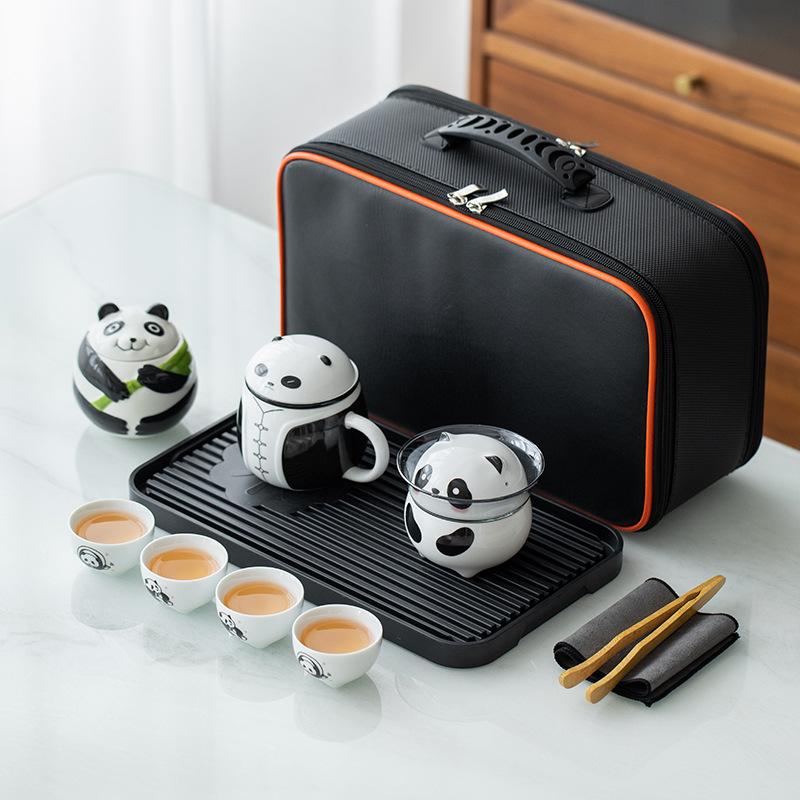 Ceramic Kung Fu Impression Panda Travel Tea Set Business Enterprise Company Merchandise Festival Creative High-end Gifts