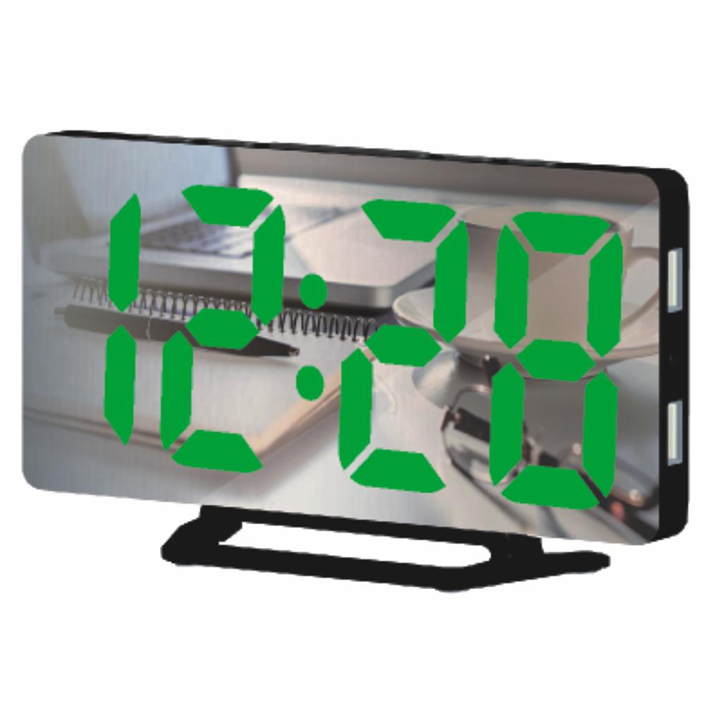 

Digital Usb Clock Large Display Led Alarm Electric Clocks Mirror Surface For Home Bedroom Decor green light#0