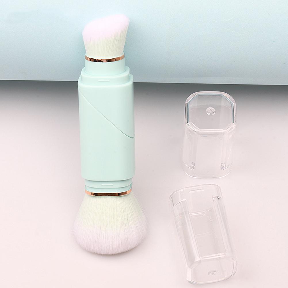 

Маленькая телескопическая кисть 2 в 1 для пудры и румян, кисть для макияжа, портативный инструмент для макияжа, кисть для тональной основы, пудры и румян синий