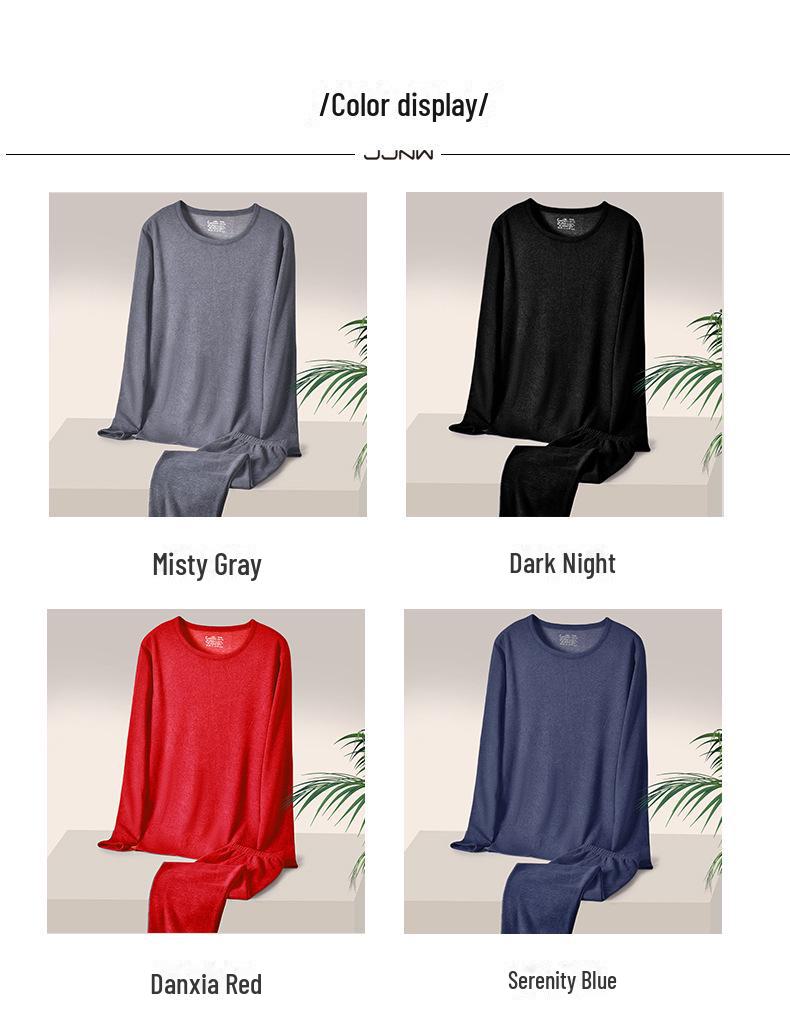 Yuyue Men's Silk Thermal Underwear Set: Spring/Autumn German Cashmere Velvet Top & Pants, Large Size.