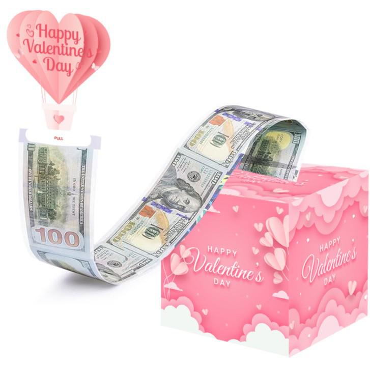 Valentine s Day Surprise Cash Gift Box with Pull-Out Red Envelope