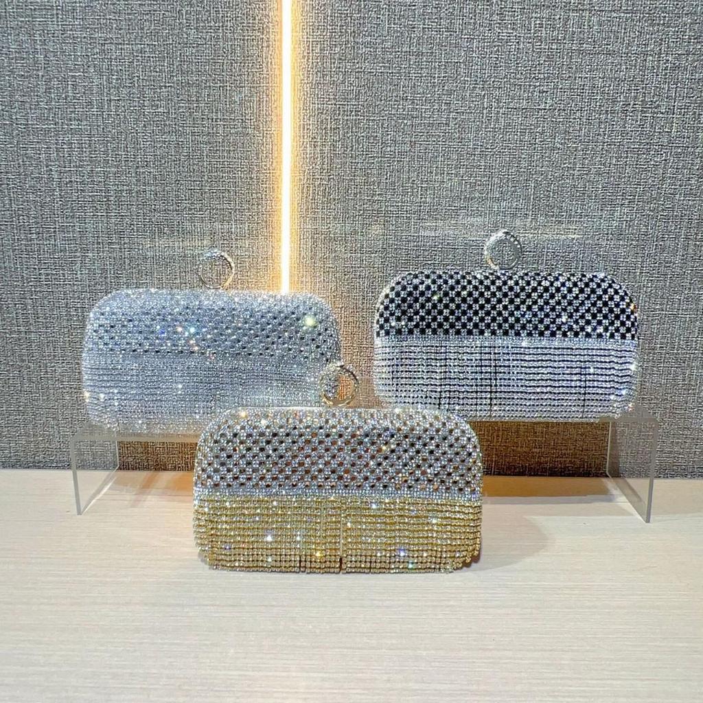 Elegant Rhinestone Tassel Clutch for Weddings & Parties
