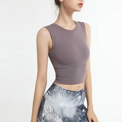 Damski, jednolity kolor, seksowny sportowy top do jogi bez rękawów