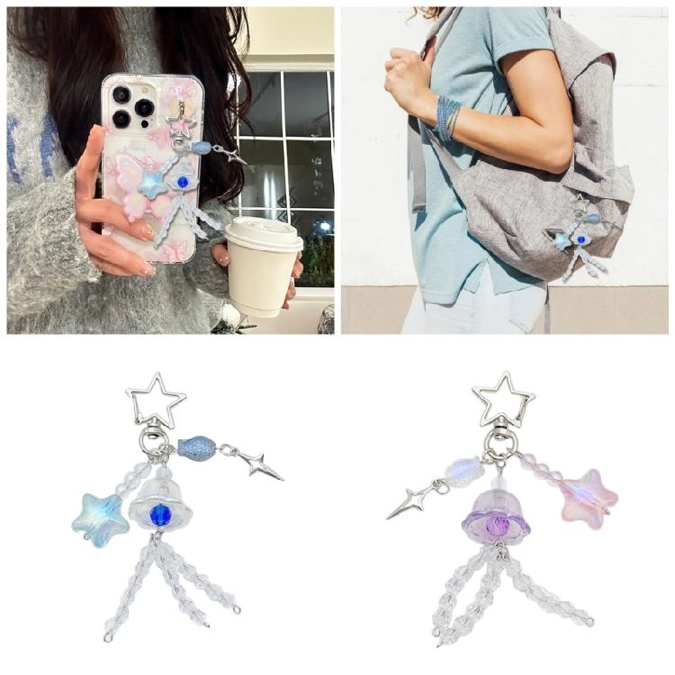 Stylish Jellyfish Starfish Fish Beaded Keychain Charm With Acrylic Bag Pendant Keychain Keyring for Elegant Women