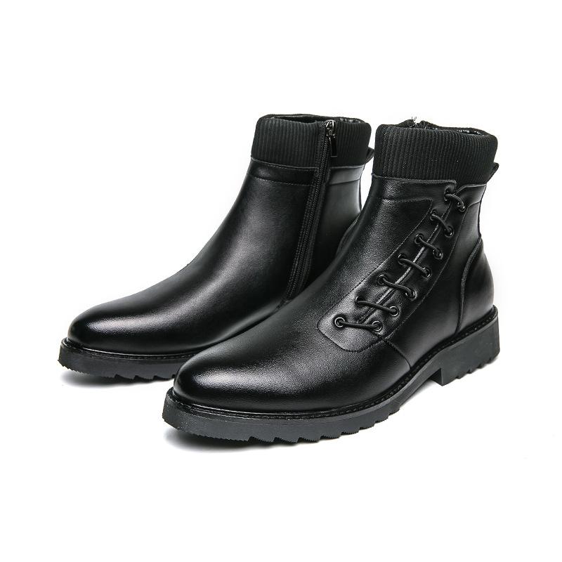 Men's leather boots autumn and winter new high-top socks mouth Martin boots fashionable men's British style Chelsea boots can be