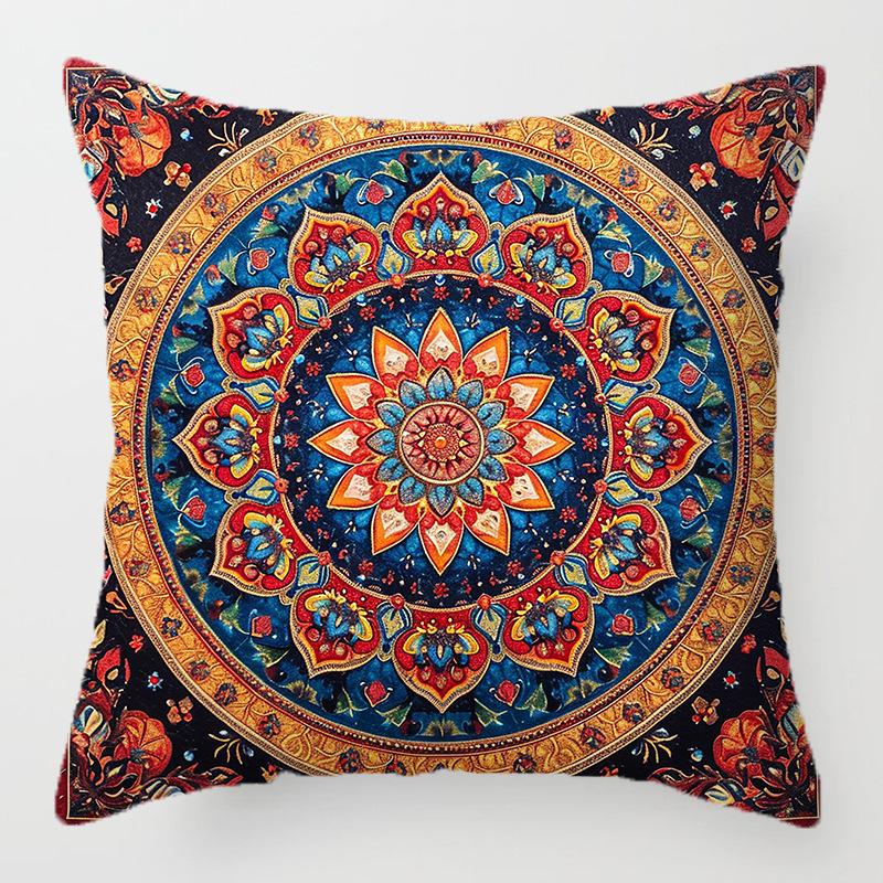 Home Decor Colorful Mandala Patterned Digital Print Pillowcases Pattern Cushion Cover Suitable for Sofa Bedroom Car Pillow Cover
