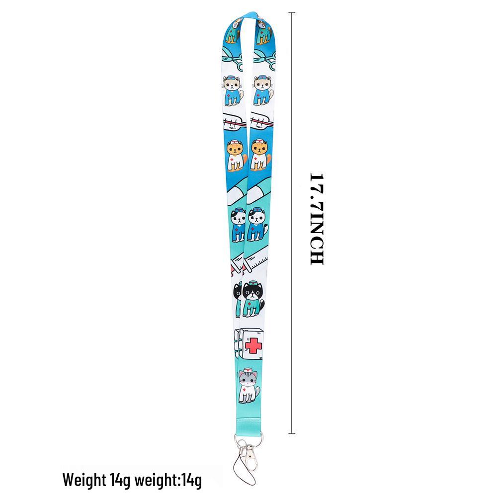 Double-Sided Printed Cat Doctor Cartoon Lanyard for Phone & ID Cards