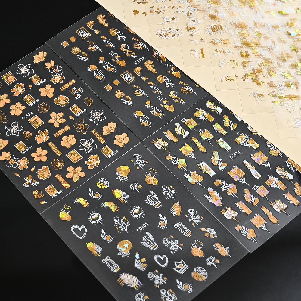 Stripe Abstract Mix And Match Nail Art Sticker Adhesive 3D Line Simple Retro Girl Nail Decoration Sticker