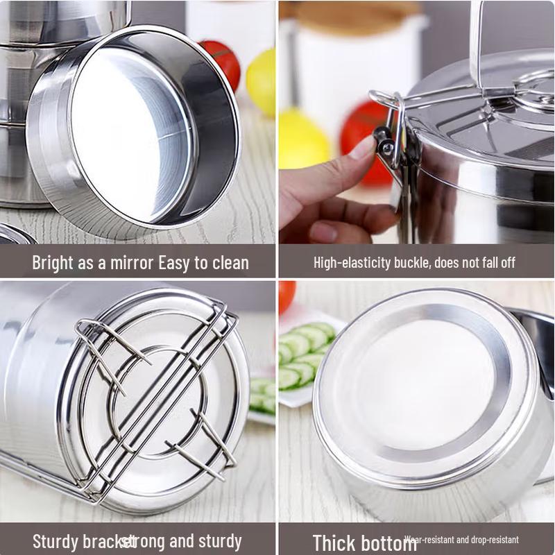 SIFAR 304 Stainless Steel Multi-Layer Thermal Lunch Box with Handle