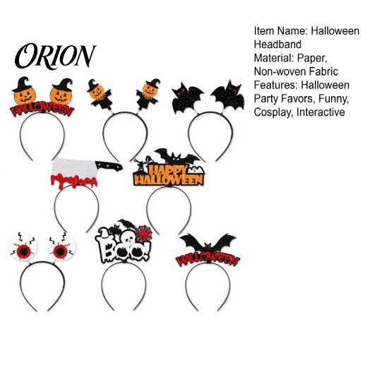 Costume Headpiece for Women 8 Pcs Halloween Headband Kids Adults, Glitter Pumpkin Holiday Hair Bands Eyeball Bat Hairband Costume, Cosplay Party