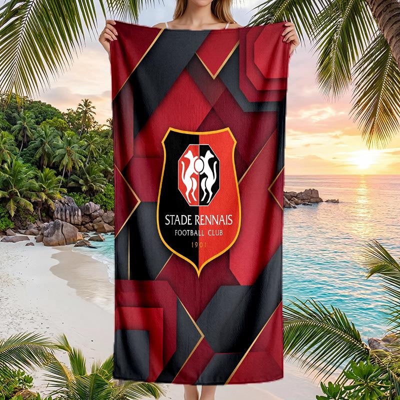 Stade Rennais FC Stampa Asciugatura Rapida Telo da Spiaggia Microfibra Assorbente Portatile da Viaggio Asciugamano da Nuoto