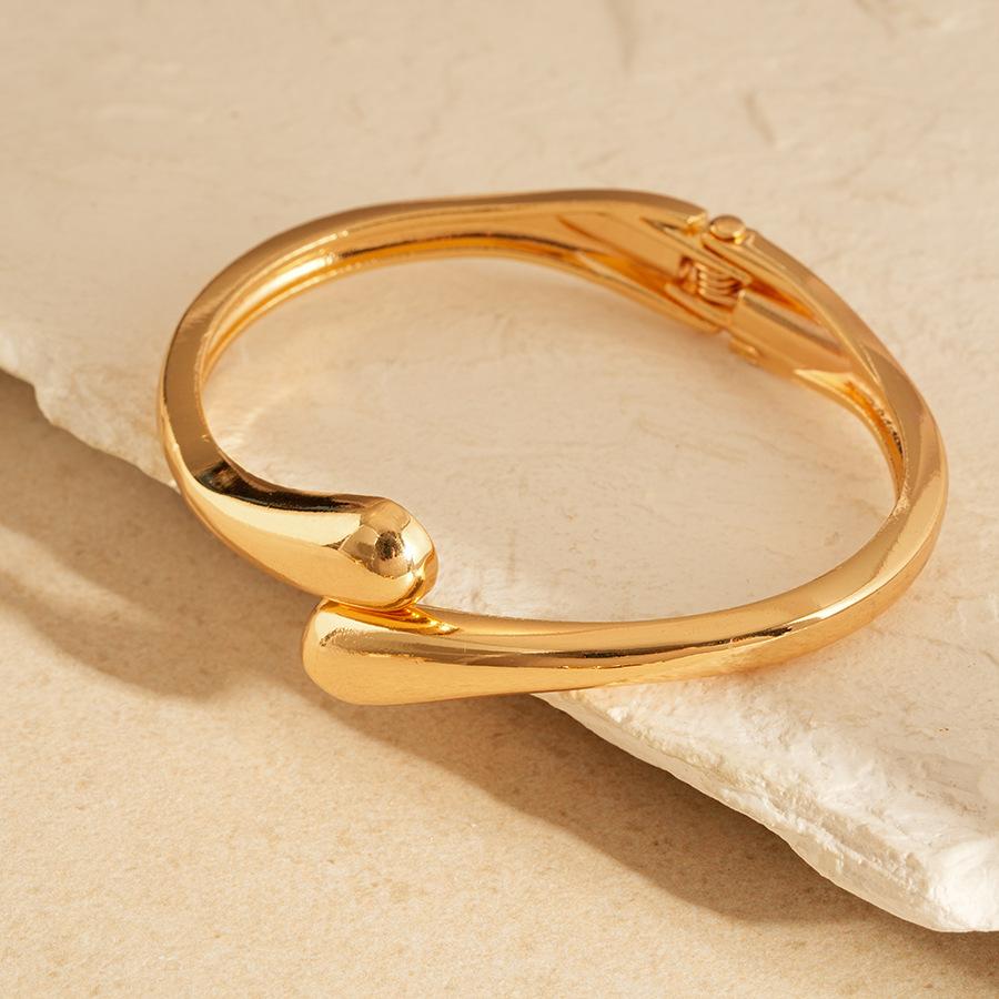 DIEZI Fashion Punk Gold Color Metal Cuff Bangles Vintage Exaggerated Rhinestone Geometric Bracelet Bangle For Women Men Jewelry