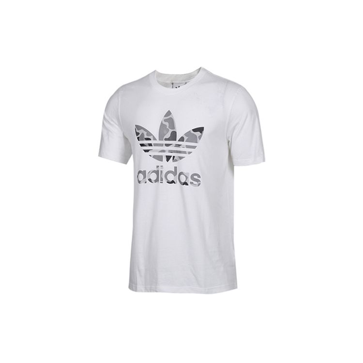 Adidas Originals Camo Trefoil Logo Short Sleeve T-Shirt Men Tops White DH4767