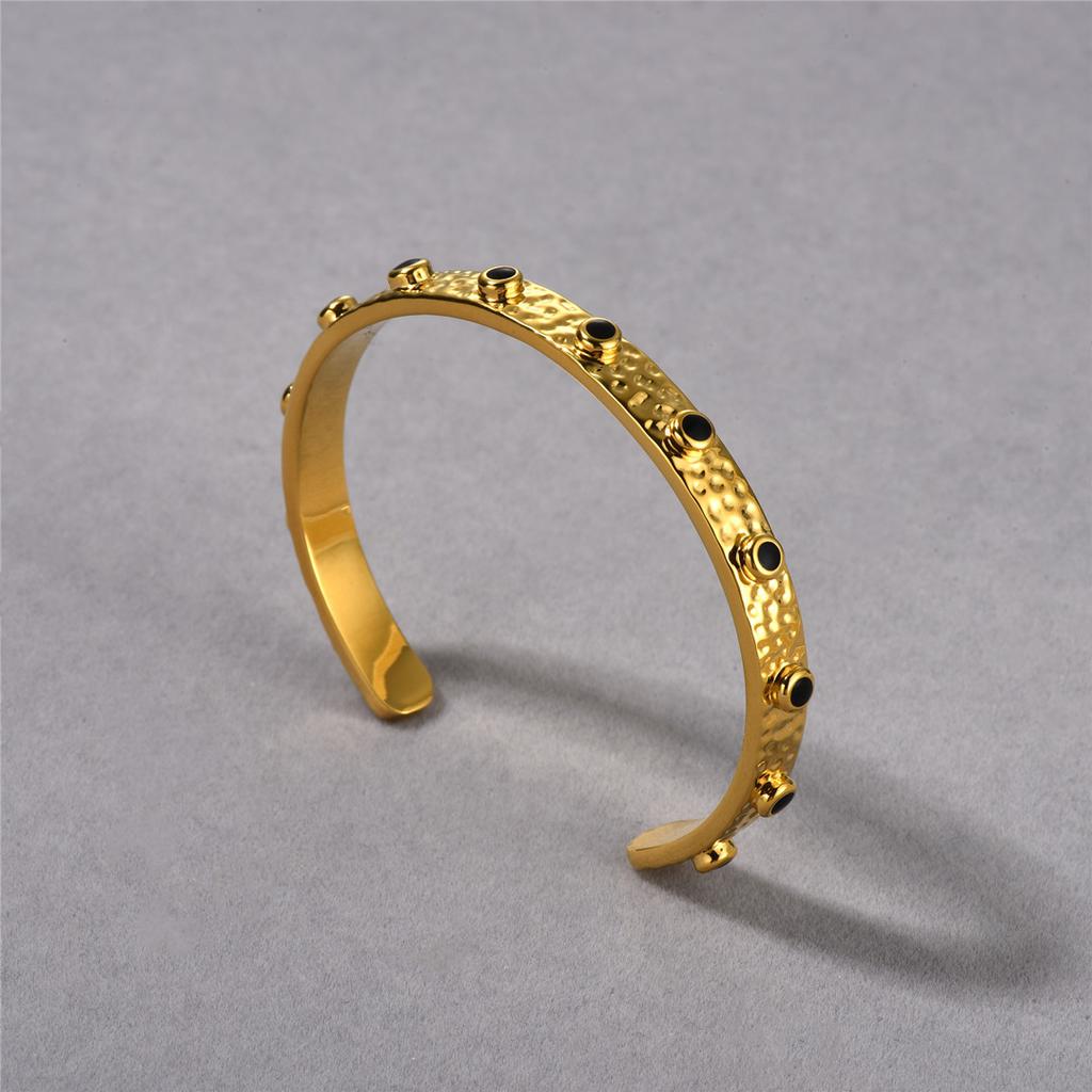 Fashion Commuter Must Enter Retro Brass Plated 18K Real Gold Unique Personality Drip Glaze Fashionable Hipster Opening Bracelet Women