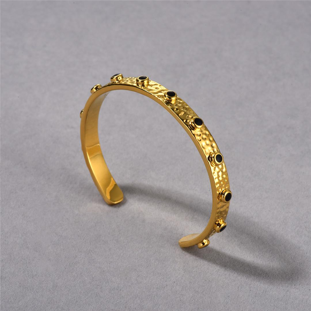 

Fashion Commuter Must Enter Retro Brass Plated 18K Real Gold Unique Personality Drip Glaze Fashionable Hipster Opening Bracelet Women