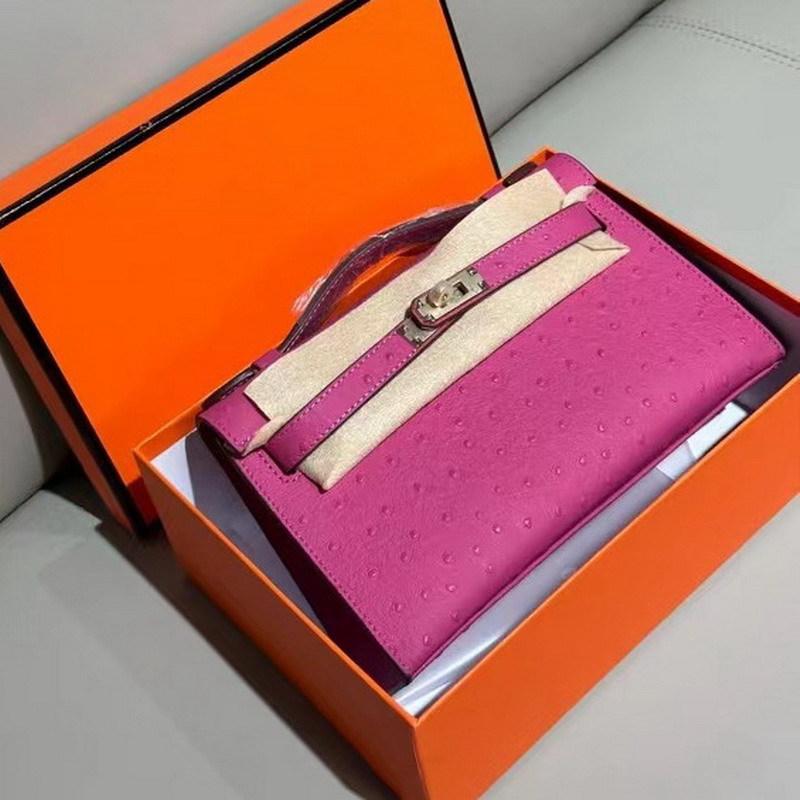 Nuova borsa da donna in vera pelle, borsa a mano in pelle bovina primo strato con motivo struzzo, borsa a tracolla da donna