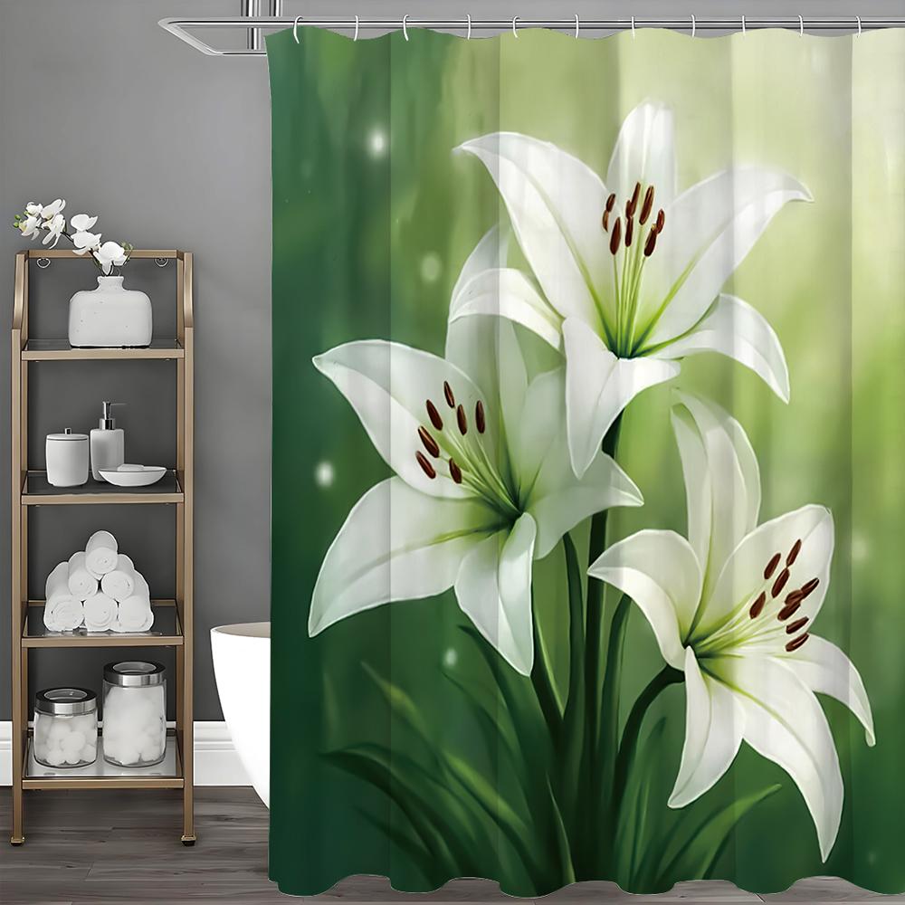 

Парфюм Лилия Занавеска для душа, Декоративная занавеска для душа для ванной комнаты, Водонепроницаемая занавеска для душа с крючками 90*180cm