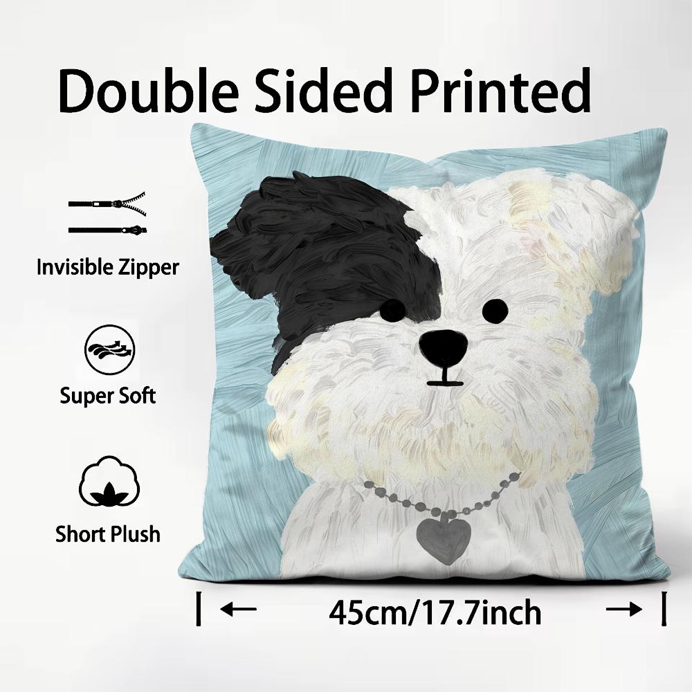 Art Optimization Dog Cushion Cover Pattern Printed Pillowcase for Living Room Sofa Cushion Cover & Bedroom Decor
