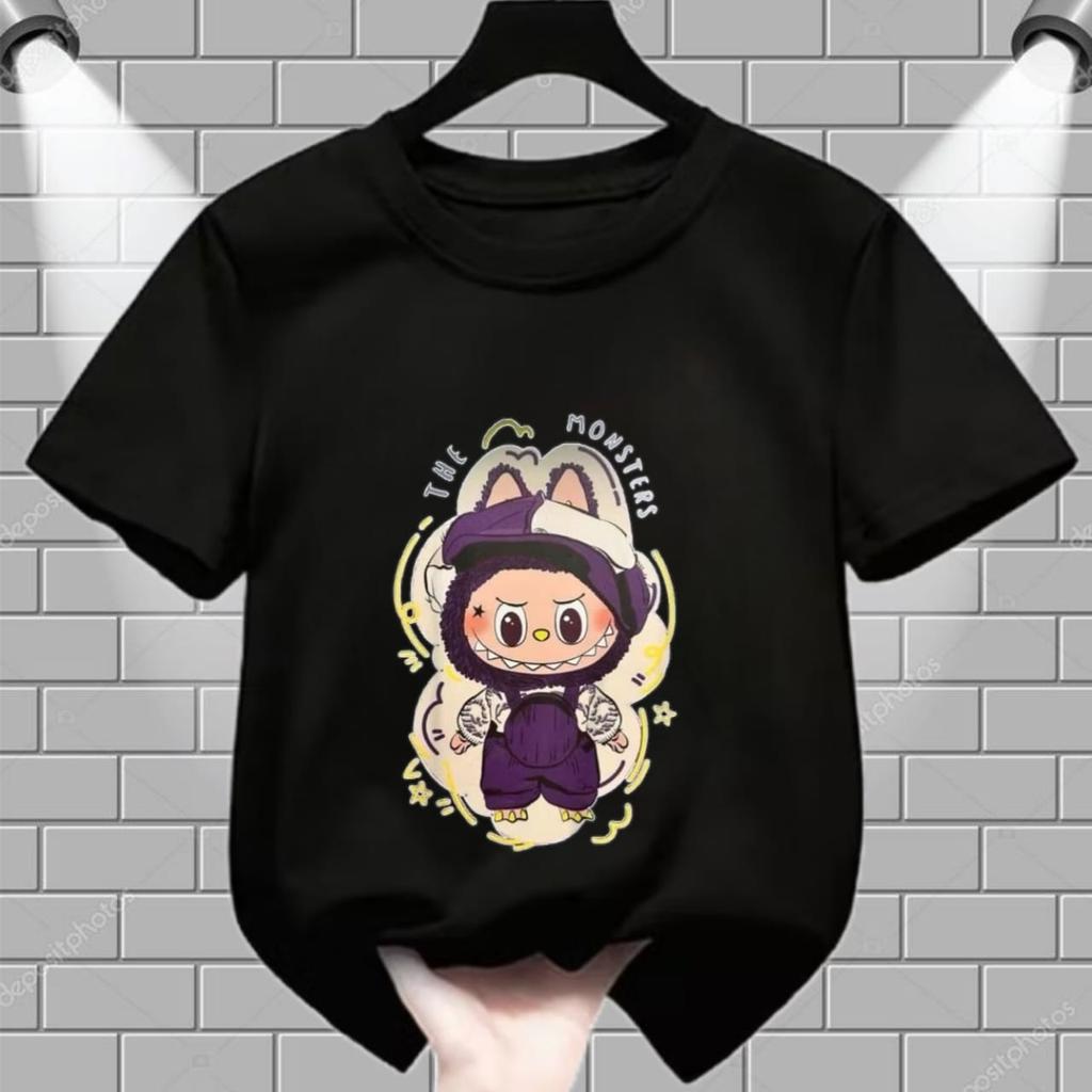 2025 New LABUBUT Shirt LABUBU Style Round Neck Short Sleeved Casual Girls' Clothing Top