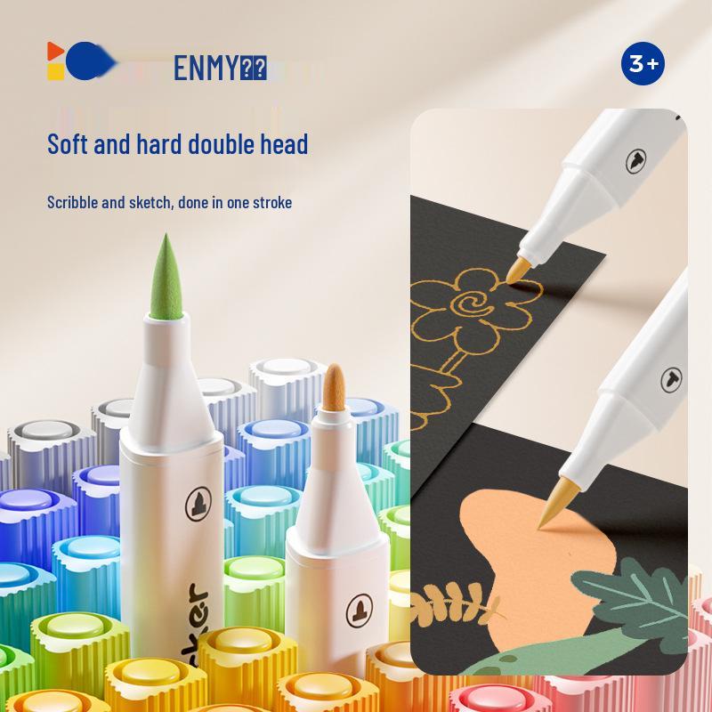 Enmi Double-Headed Washable Acrylic Marker for Students - Soft & Hard Tips