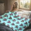 Hearts Red Blue Flannel Blanket Perfect for Sofa Office Bed Travel Sleep Read Relax Camping Four Season Use