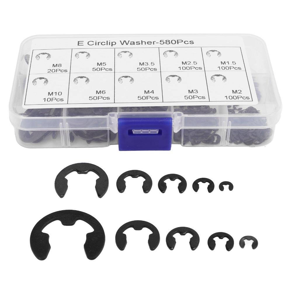 580pcs M1.5-M10 Circlip Washer Assortment Manganese Steel Retaining Rings Machinery