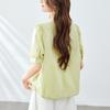 Round-neck White Shirt for Women In Five-quarter Sleeve Summer New Style Wood Ear Design Top Pure Cotton Shirt
