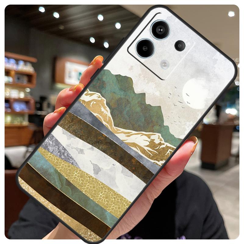 Gold Landscape Painting Case For Xiaomi Redmi Note 14 10 13 12 11 15 Pro Plus Cover For Redmi 15 15C 12C 13C 14C 10C