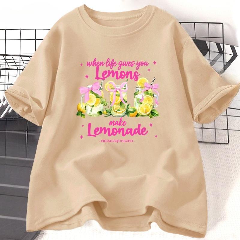 When Life Gives You Lemons Bedruikt T-shirt Dames Grappig Maak Limonade T-shirt Retro Katoen Korte Mouw Ronde Hals Dameskleding