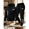 Mens Casual Tracksuit Hoodie Sweatpants Set Solid Color Simple Couple Style