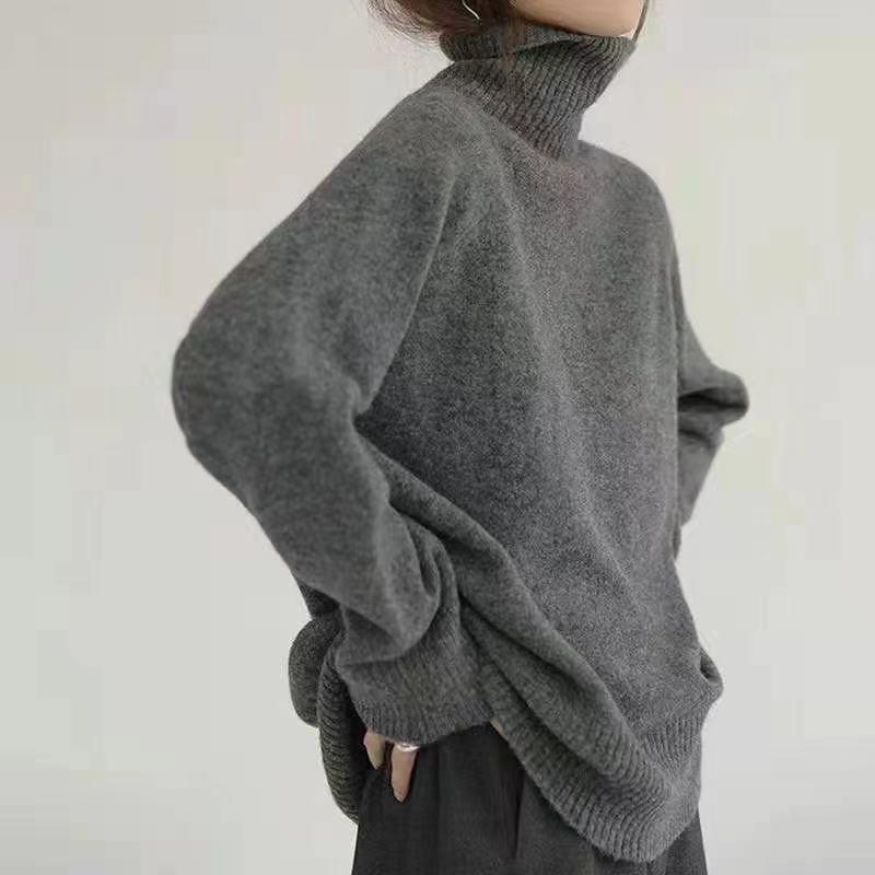 Autumn and winter new turtleneck loose and versatile knitted pullover sweater lazy style bottoming shirt outer wear