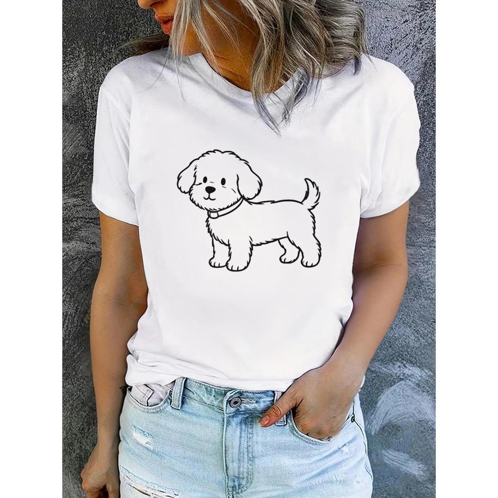 Women'S Summer Short-Sleeve Printed T-Shirts Fashionable and Casual Comfortable Fit Harajuku Sleeve Aesthetic Clothes