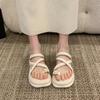 Summer 2024 New Platform Women's Toe Slippers Trendy Korean Version Comfortable Cross Strap Beach Shoes Fashion Sandals