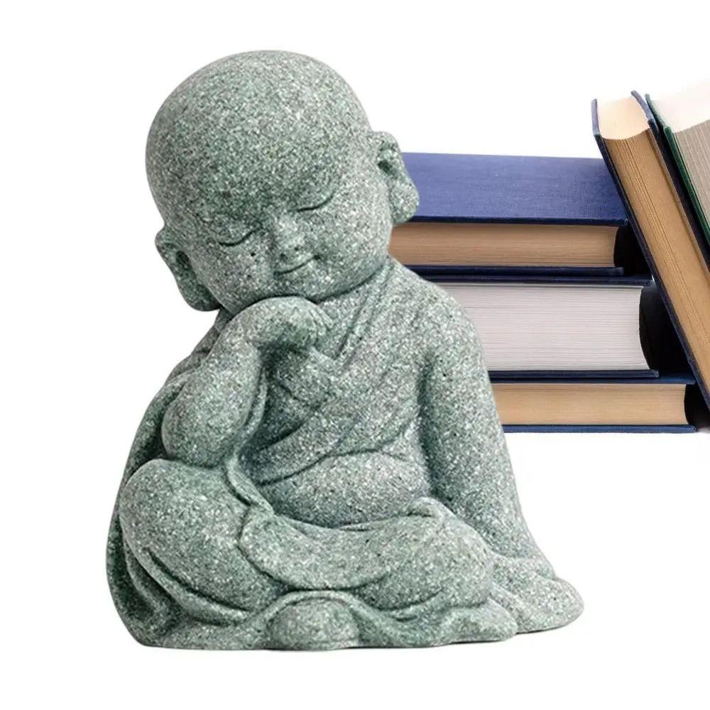 Cute Mini Bald Monk DIY Buddha Statue Durable Little Monk Ornament  Meditation Home